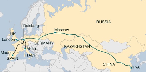 В 2017г Китай через Казахстан в Польшу направил около 500 поездов