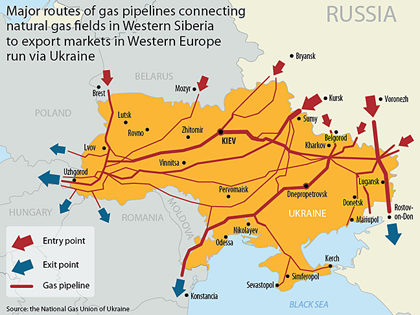 Russia downs gas flow to EU through Ukraine